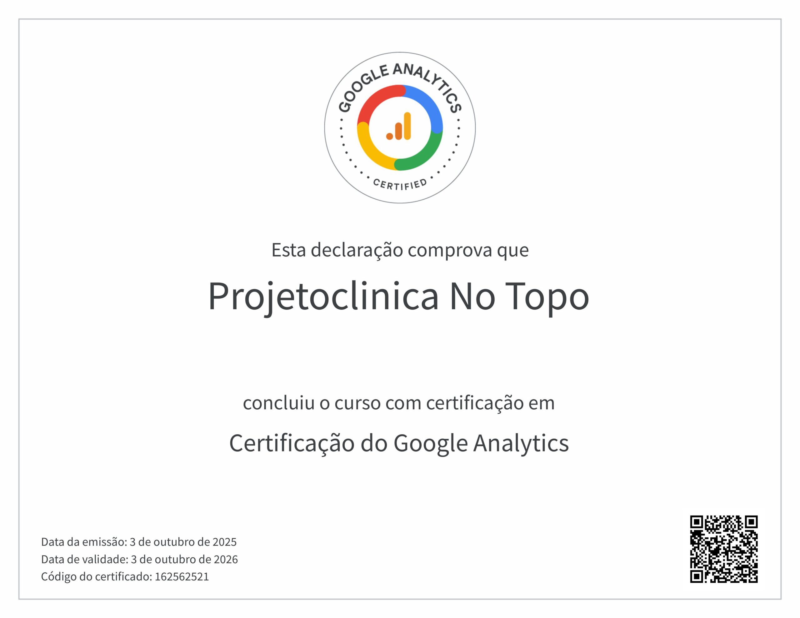 Certificado Google Analytics 2025